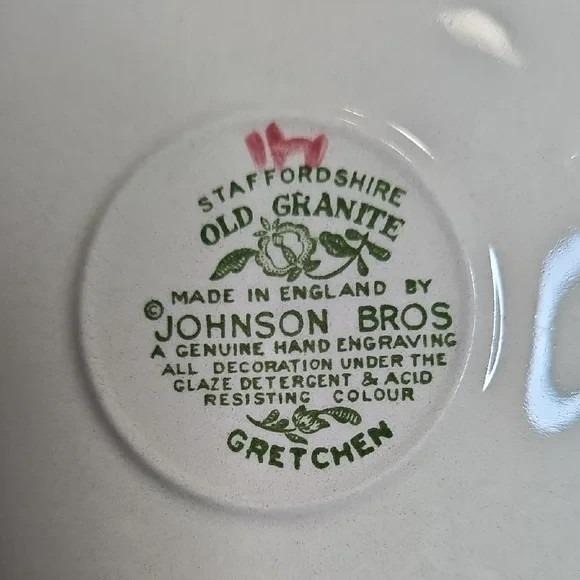 Set of 8 Vintage 1970s Staffordshire Johnson Bros Old Granite Gretchen Saucers - Picture 5 of 5